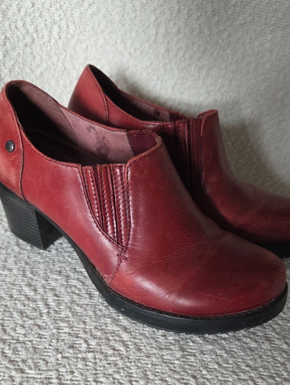 Dansko Women's Burgundy Leather Heeled Slip-On Booties